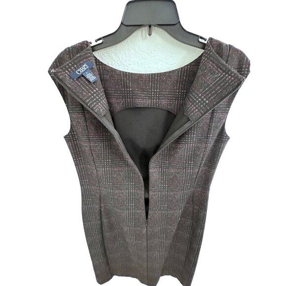 Chaps Womens Sleeveless Sheath Dress Gray Red Plaid Size Medium Office Cocktail - Picture 9 of 15